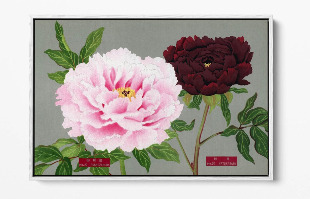 Vintage Canvas Wall Art – Peony Blossom Decor With Float Effect Frame, Handmade UK