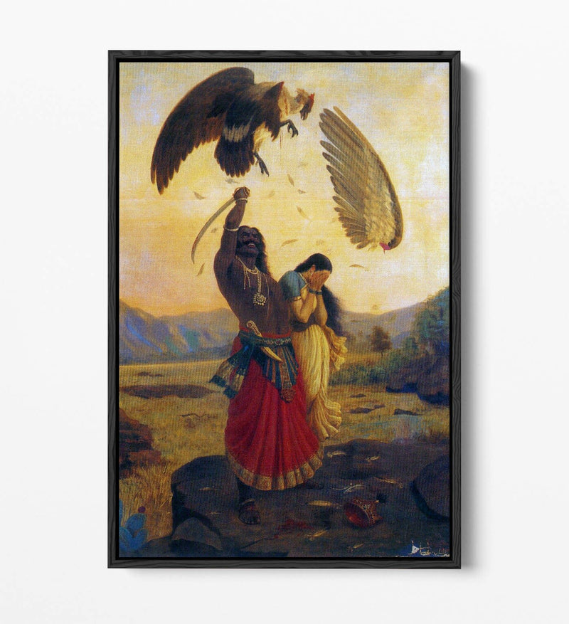 Float Effect Canvas Art - Raja Ravi Varma Jatayu Vadha Premium Wall Decor