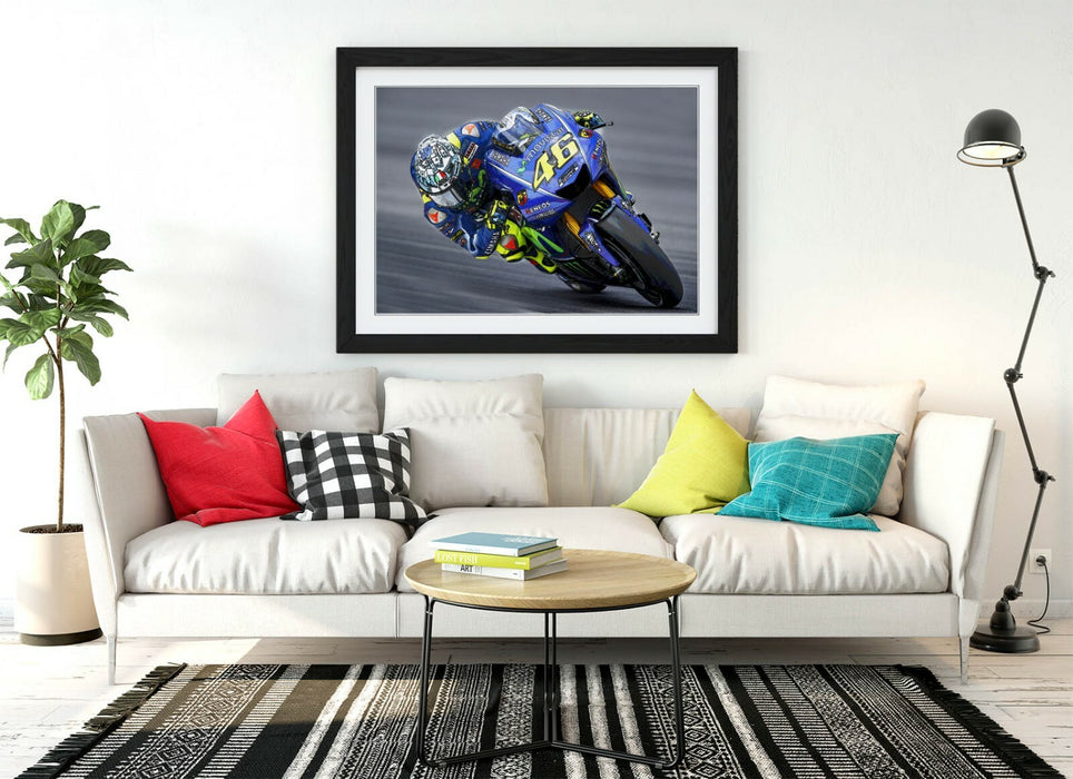 Framed Poster Art - Valentino Rossi Wall Art Prints | Handmade Woodgrain Frame