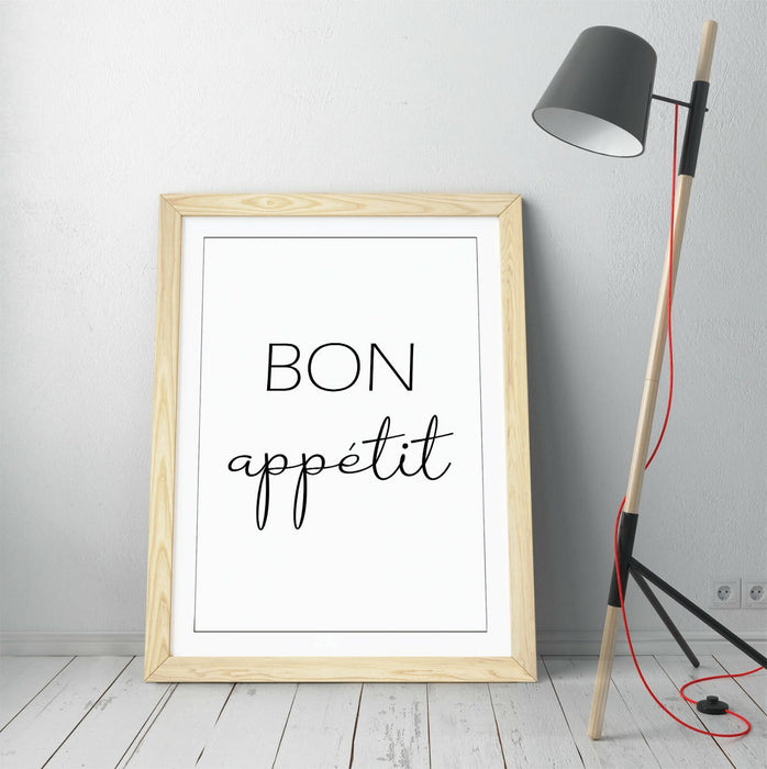 "BON APPETIT" KITCHEN FOOD QUOTE SLOGAN HOME -FRAMED WALL ART PICTURE PRINT