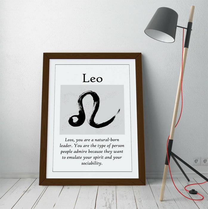 LEO STAR SIGN ZODIAC ASTOLOGY QUOTE SLOGAN -FRAMED WALL ART PICTURE PRINT