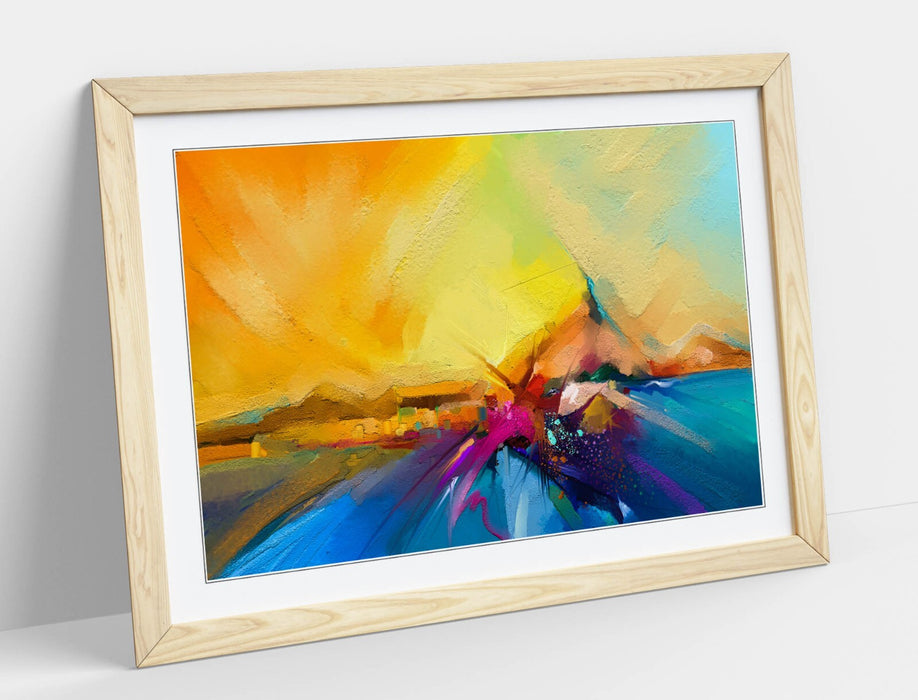 Framed Wall Art - Abstract Colour Splash Print | Bedroom Decor Poster UK Handmade