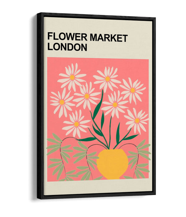 Floral Canvas Art – Flower Market Print | Contemporary Float Effect Canvas Wall Decor