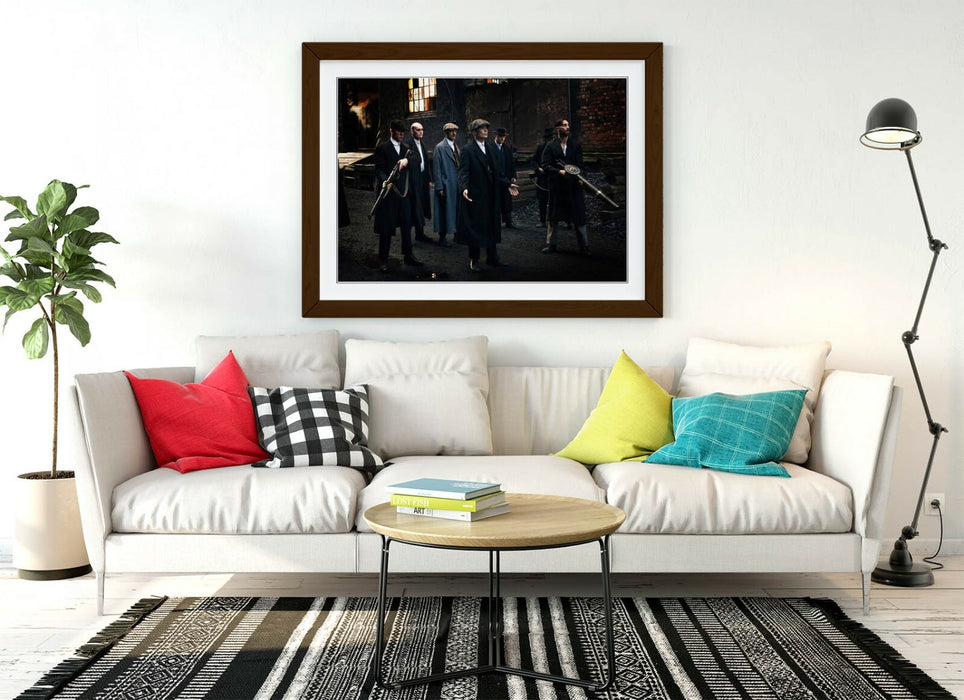 PEAKY BLINDERS STAND OFF -ART FRAMED POSTER PICTURE PRINT ARTWORK- BROWN GREY