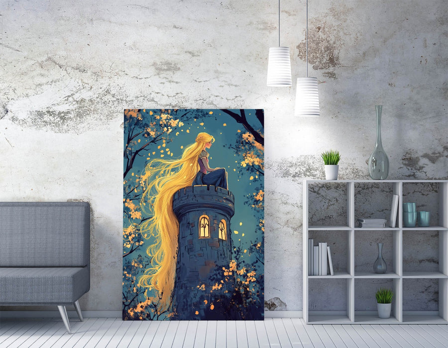 Rapunzel Canvas Art - Handmade UK Wall Art | Long Hair Tower Artwork Print