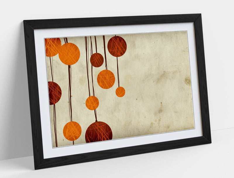 Framed Abstract Poster - Red Orange Artwork | Handmade UK Bedroom Print