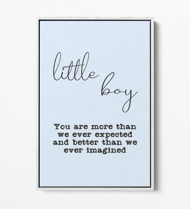 "LITTLE BOY" NURSERY BABY ROOM QUOTE SLOGAN -FLOAT EFFECT CANVAS WALL ART PRINT