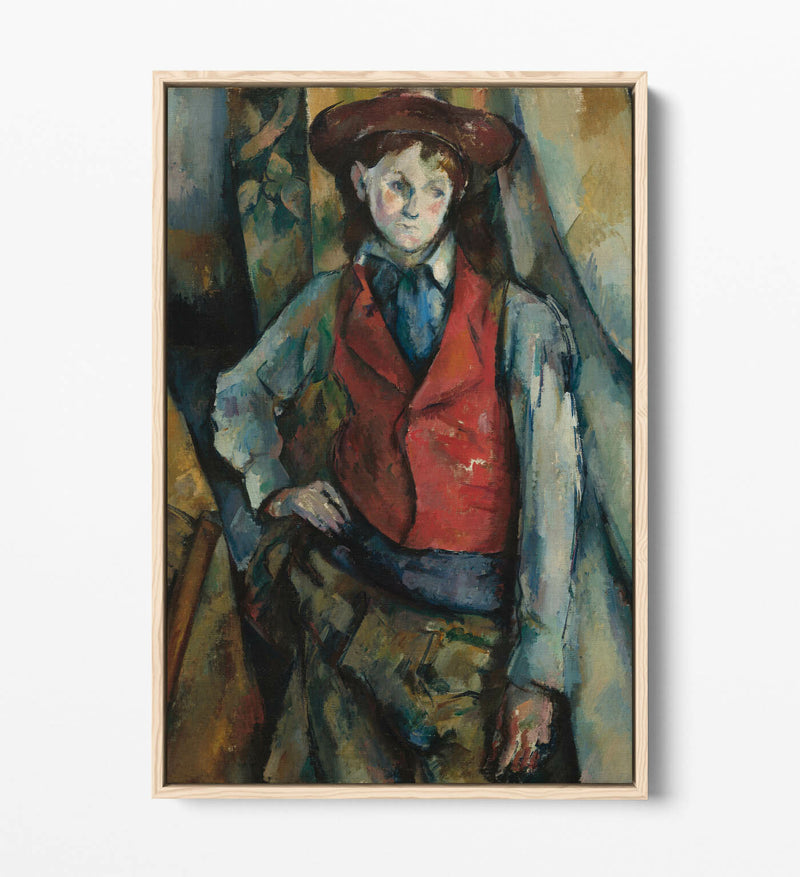 Canvas Wall Art Print - Paul Cézanne Boy In Red Vest | Float Effect, Handmade