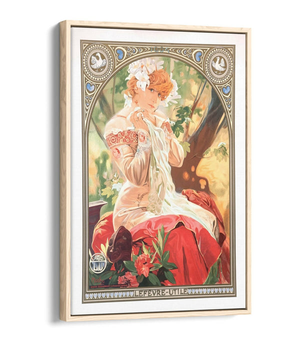 Canvas Wall Art - Alphonse Mucha Sarah Bernhardt Float Effect Print on Custom MDF Frame
