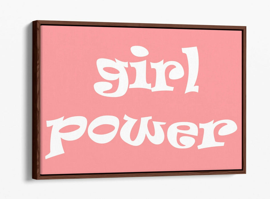 "GIRL POWER" GROOVY FEMINIST SLOGAN 2 -FLOAT EFFECT CANVAS WALL ART PRINT- WHITE