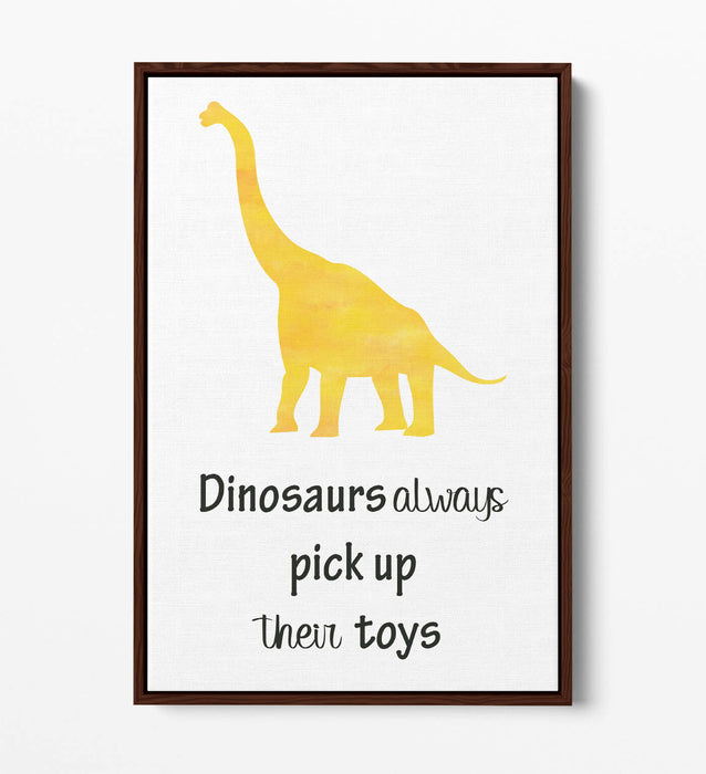 "DINOSAURS PICK UP TOYS" WATERCOLOUR NURSERY -FLOAT EFFECT CANVAS WALL ART PRINT