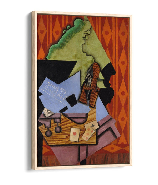 JUAN GRIS, VIOLIN AND PLAYING CARDS -FLOAT EFFECT CANVAS WALL ART PRINT