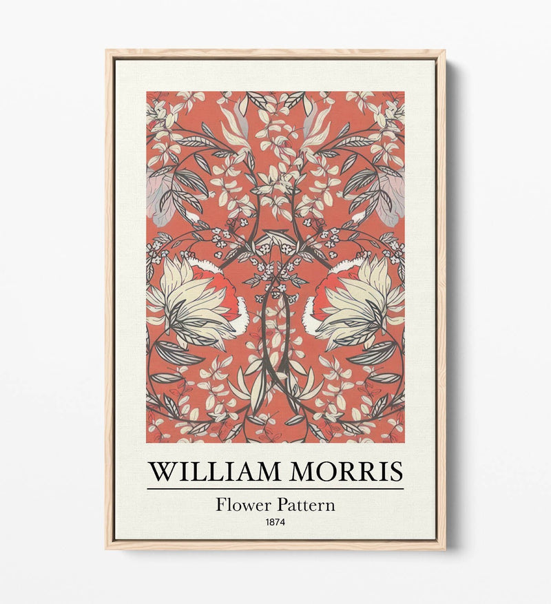 Floral Canvas Art – Handmade UK Canvas With Vibrant Flower Pattern Print & Float Effect Frame
