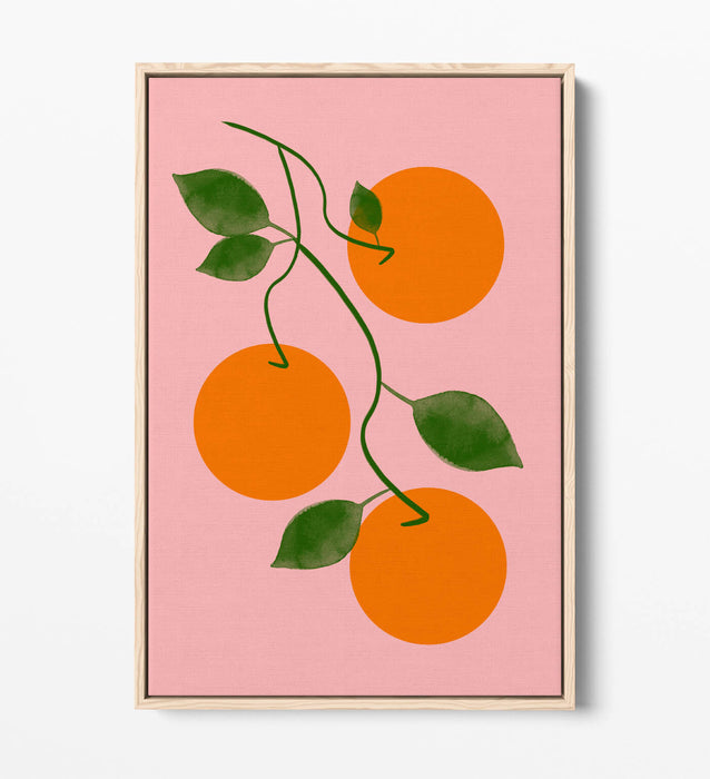 ORANGES ON VINE TRENDY MINIMALIST KITCHEN  -FLOAT EFFECT CANVAS WALL ART PRINT