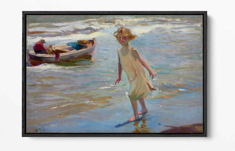 Float Effect Canvas Art - Joaquin Sorolla Girl On The Beach Premium Wall Decor