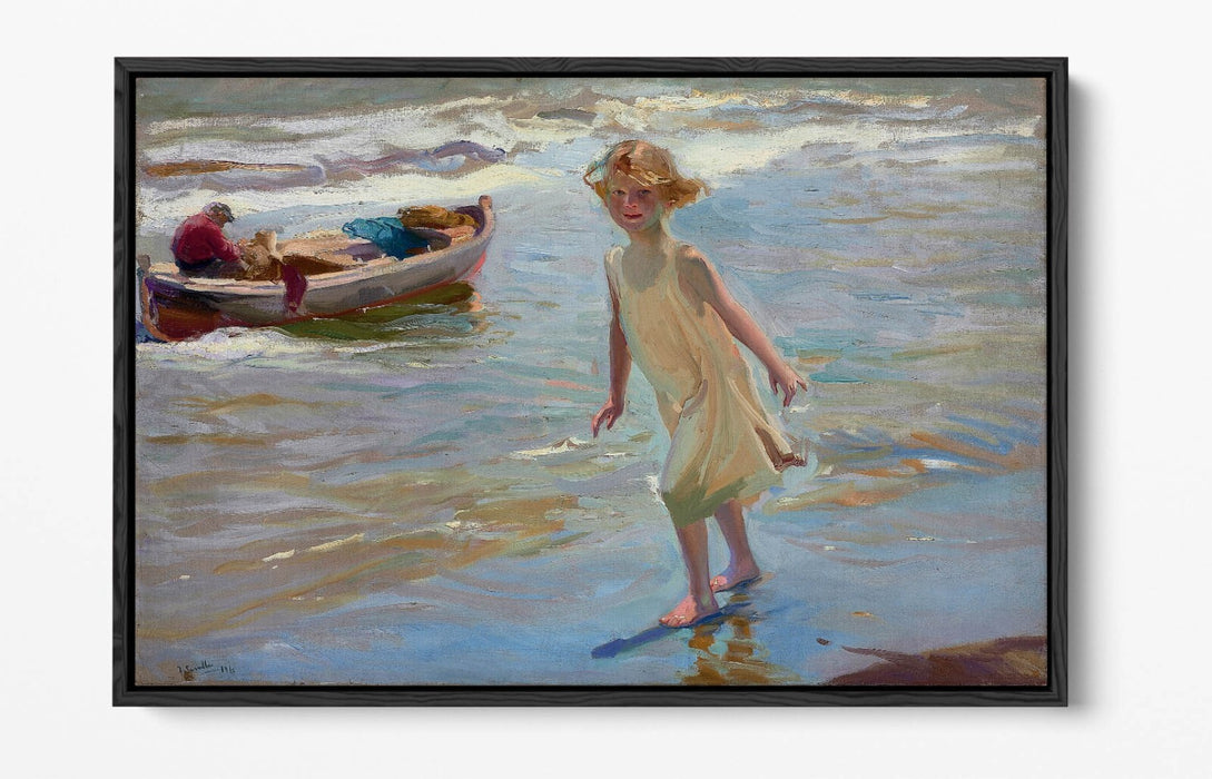 JOAQUIN SOROLLA, GIRL ON THE BEACH -FLOAT EFFECT CANVAS ART PRINT