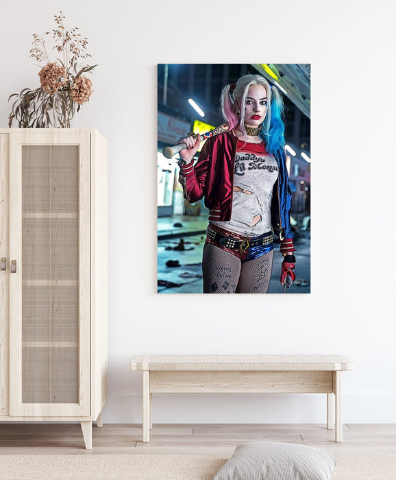 Harley Quinn Canvas Art – Suicide Squad Wall Print With Premium Varnish Finish