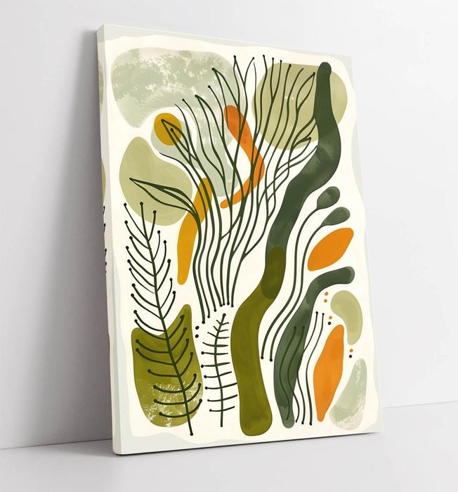 Boho Minimalist Canvas Art - Handmade Plant Leaf Decor | Premium Wall Print