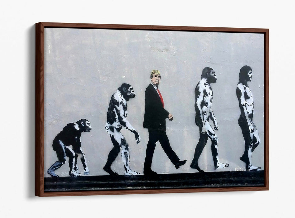 BANKSY DONALD TRUMP EVOLUTION FLOAT EFFECT CANVAS WALL ART PIC PRINT GRAFFITI