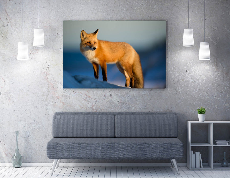 Fox Canvas Wall Art – Handmade Winter Landscape Art With Vibrant Colors