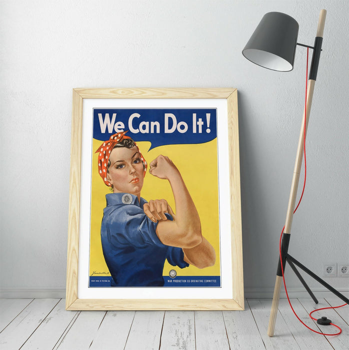 ROSIE THE RIVETER, WE CAN DO IT -ART FRAMED POSTER PICTURE PRINT ARTWORK- BLUE