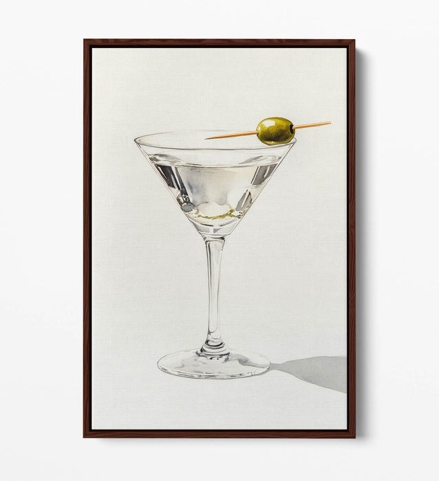 Canvas Wall Art - Dirty Martini Watercolour Style Float Effect Print on Premium Frame