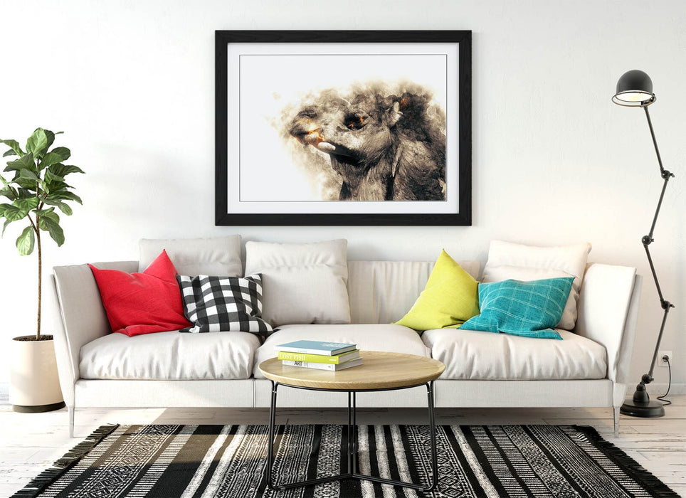 CAMEL SKETCH ABSTRACT ANIMAL ART DECOR -FRAMED ART POSTER PICTURE PRINT