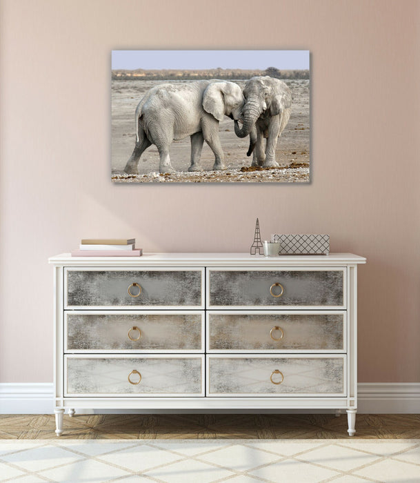 Elephants Canvas Wall Art – Handmade 30mm Deep Frame Animal Artwork Print