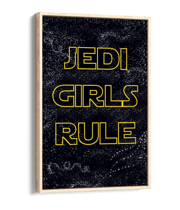 "JEDI GIRLS RULE" STAR WARS STYLE QUOTE KIDS ROOM -FLOAT EFFECT CANVAS ART PRINT
