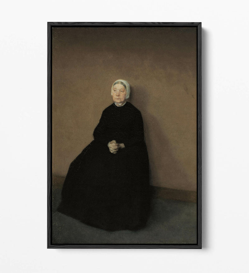 Canvas Wall Art Print - Vilhelm Hammershoi Old Woman | Float Effect, Premium Frame