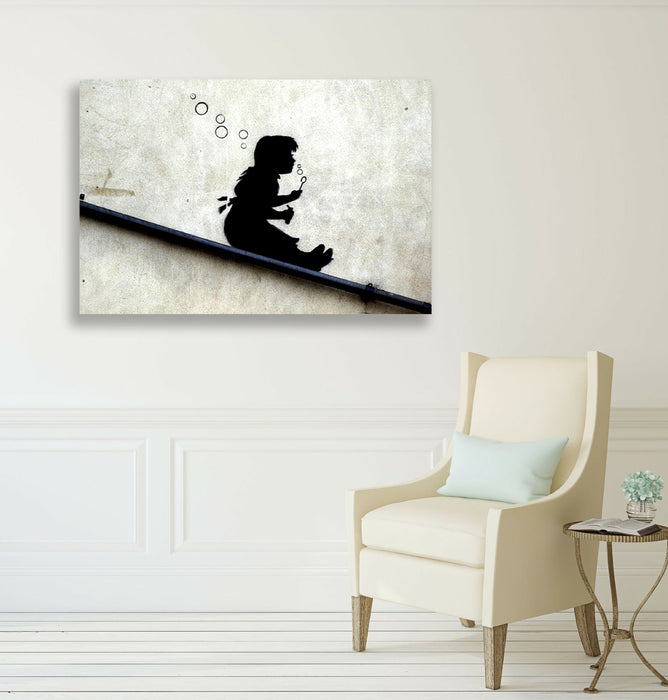 BANKSY CANVAS STREET WALL ART PRINT ARTWORK - SLIDE