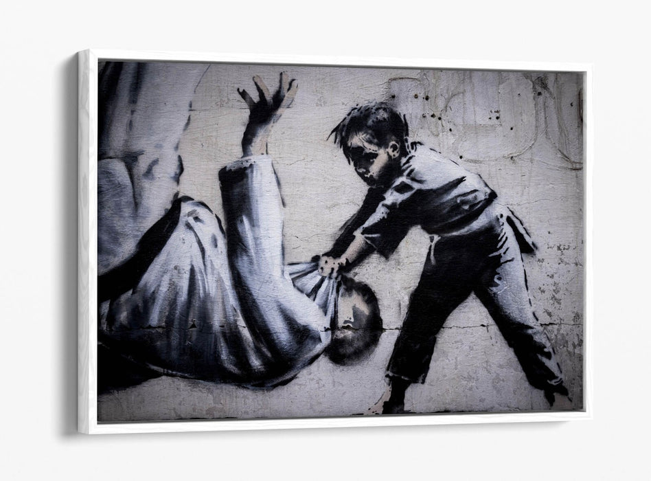 Float Effect Canvas Art – Banksy Ukraine Judoka Putin Boy Wall Print with Premium Frame
