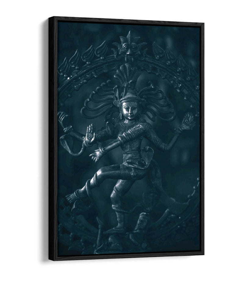 Canvas Wall Art – Dancing Shiva Hinduism Float Effect Print on Grey Canvas