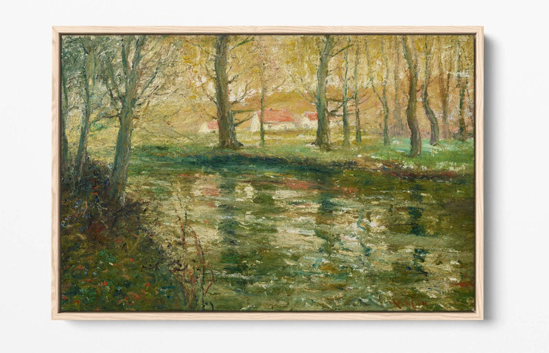 Canvas Wall Art - Ernest Lawson Red Rooftops Handmade Float Effect Frame