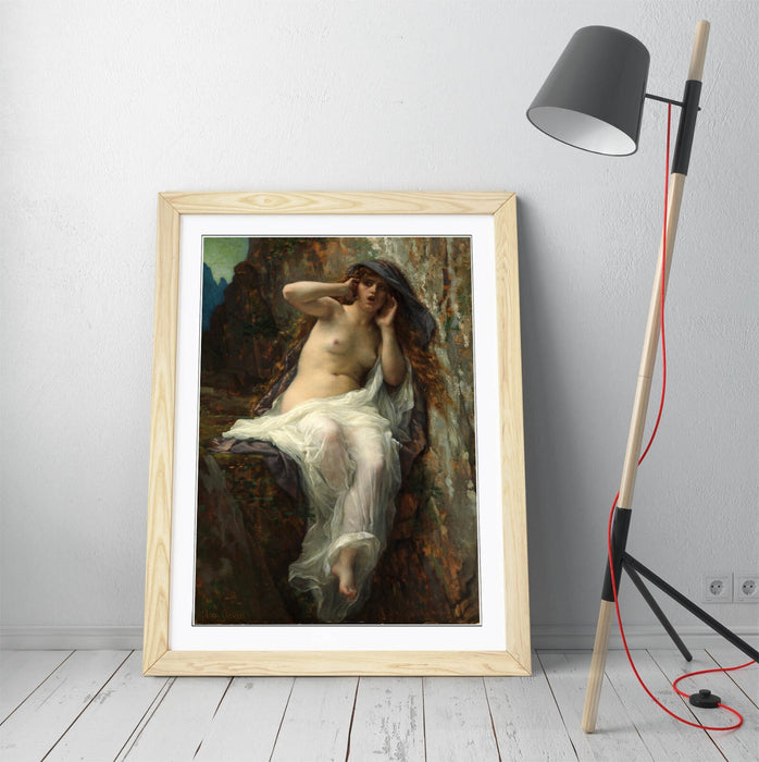 Framed Wall Art Poster - Alexandre Cabanel Echo Painting with Wood Grain Frame