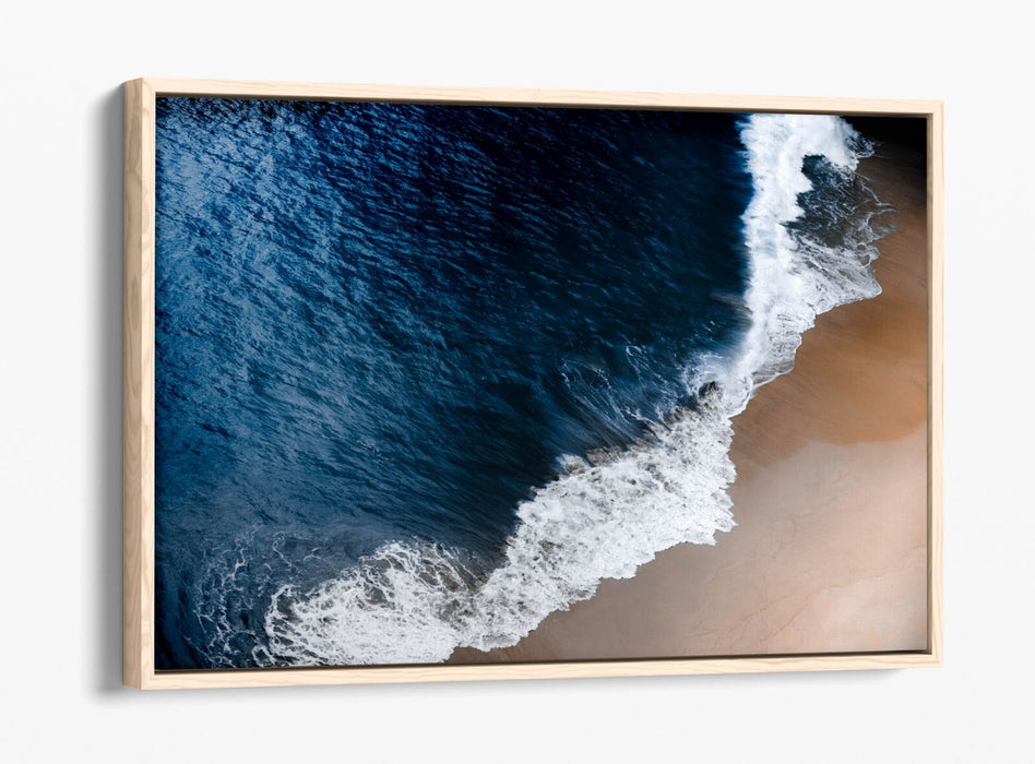 Seashore Canvas Art - Aerial Photography Print | Float Effect Canvas Wall Decor