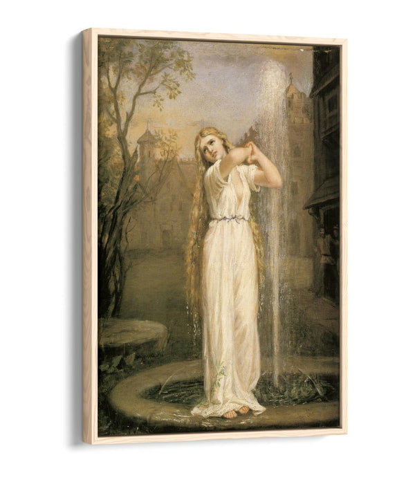 JOHN WILLIAM WATERHOUSE UNDINE -FLOAT EFFECT CANVAS WALL ART PIC PRINT- BEIGE