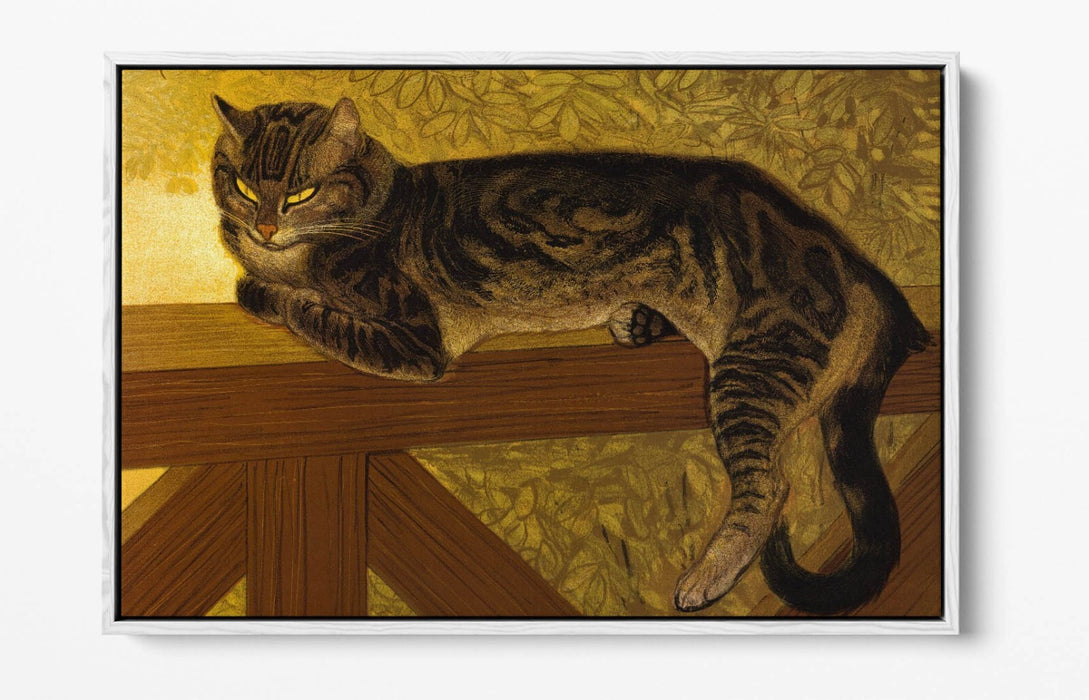 THEOPHILE STEINLEN, CAT ON A BALUSTRADE -FLOAT EFFECT CANVAS WALL ART PIC PRINT