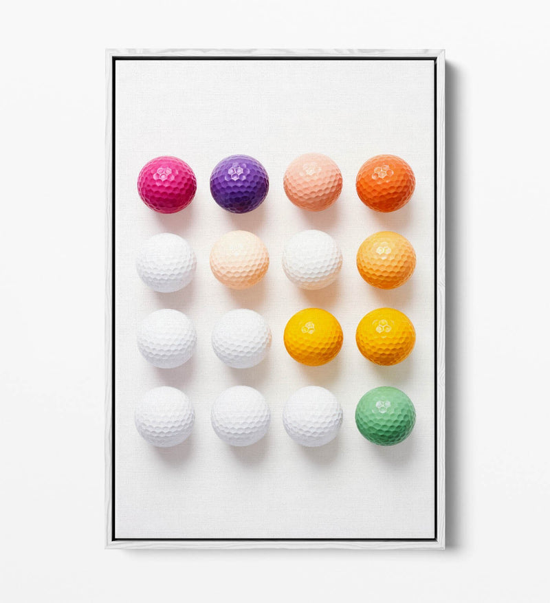 Golf Balls Canvas Art - Multi Colour Sports Wall Decor | Float Effect Canvas Print