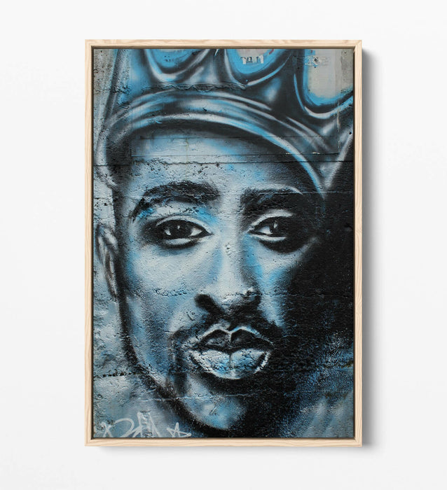 TUPAC GRAFFITI -FLOAT EFFECT CANVAS WALL ART PIC PRINT- GREY WHITE