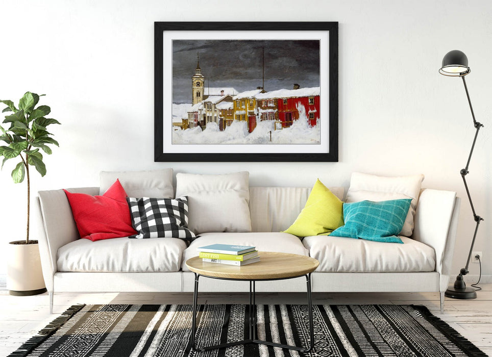 Framed Art Poster - Norwegian Winter Landscape Print | MDF Wood Frame, Ready To Hang