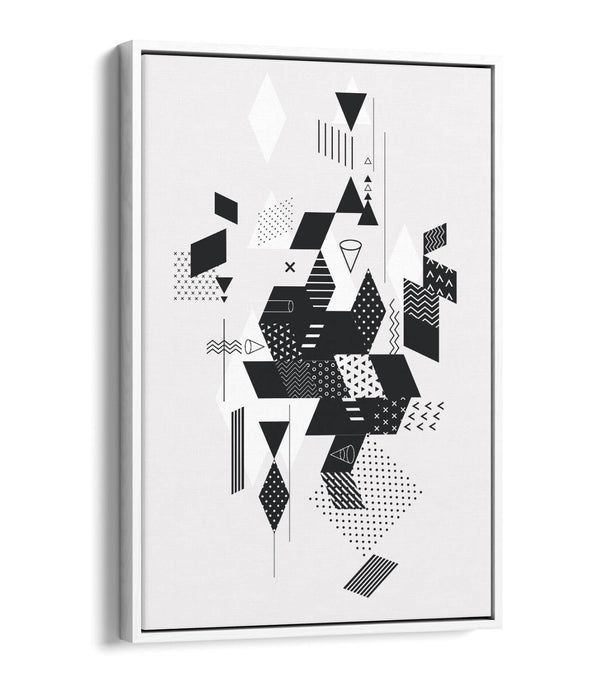 Canvas Wall Art - Abstract Black White Decor | Float Effect Canvas Print