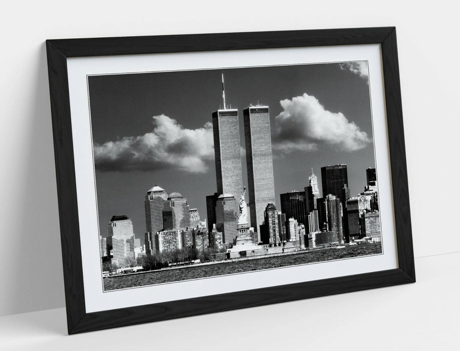 NEW YORK CITY TWIN TOWERS VINTAGE NYC -FRAMED WALL ART PICTURE PRINT POSTER