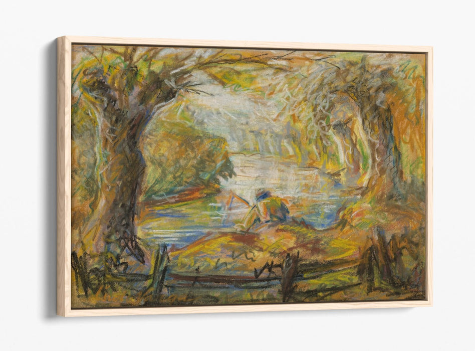 Canvas Wall Art - Ludovit Varga River Landscape Print With Float Effect Frame