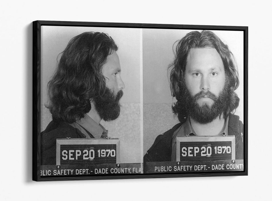 JIM MORRISON MUGSHOT 2 -FLOAT EFFECT CANVAS WALL ART PIC PRINT- BLACK & WHITE