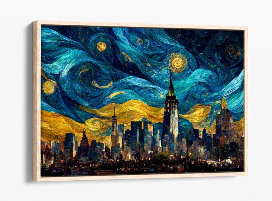 Canvas Art Print | Van Gogh Starry Night Style Wall Canvas Art with Float Frame