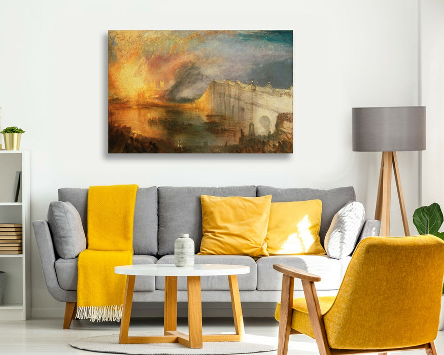 Canvas Wall Art – Framed Canvas Print of J M W Turner Burning Houses Painting