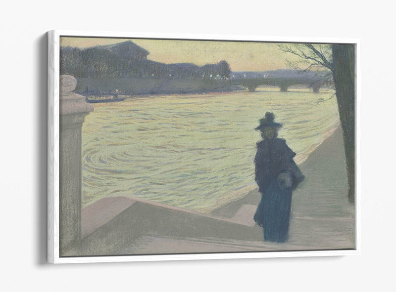 Canvas Wall Art Print - Seine At Night Float Effect On Premium MDF Frame