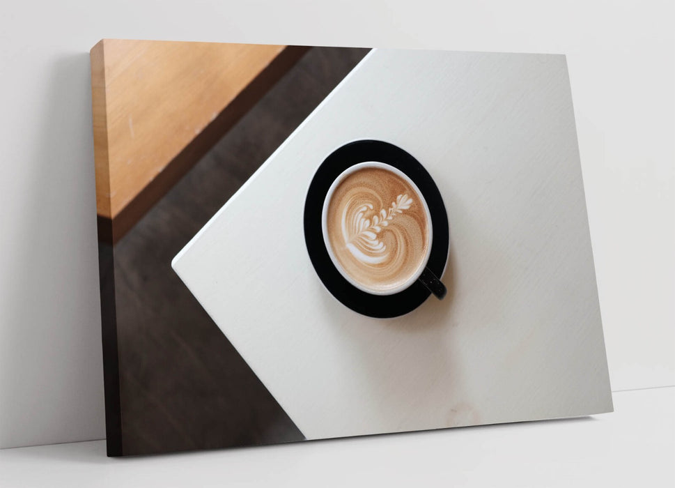 Coffee Mug Wall Art - Handmade Canvas Print | Black Mug Print, Cafe Style Decor