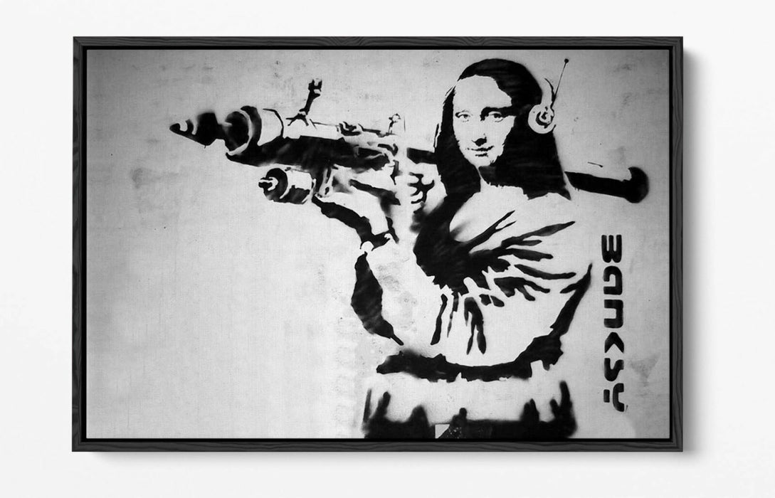 MONA LISA BAZOOKA FLOAT EFFECT CANVAS WALL ART PIC PRINT GRAFFITI-